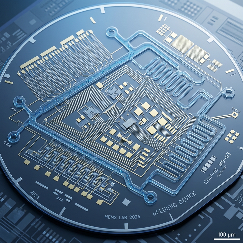 MEMS fabrication layout graphic illustration